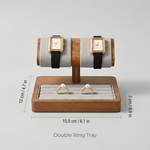 Wooden Watch Display Stand with Jewelry & Ring Tray – Single and Double Watch Holder
