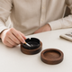 Walnut Ashtray with Lid – Stainless Steel Insert, Windproof, Desktop Home Office Decor