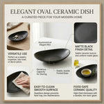 Oval Black Ring Dish – Ceramic Jewelry Tray for Entryway, Bedroom, Bathroom Vanity Organizer