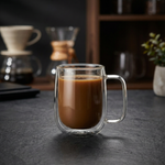 Double Wall Glass Coffee Mug – Heat Resistant Borosilicate Latte Cup, Clear Minimalist Drinkware
