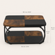 Large Square Coffee Table 2 Tier Storage – Wood Panel Top Curved Metal Frame