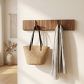 Walnut Wall Coat Rack – Piano Key Design Hooks for Entryway Bedroom Bathroom Minimalist Decor