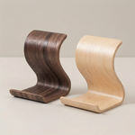 Wooden Phone and Tablet Stand – Curved Holder, Minimal Modern Desk Accessory