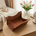 Leather Tissue Holder – Compact Napkin Dispenser for Coffee Table Desk Bathroom Car Storage
