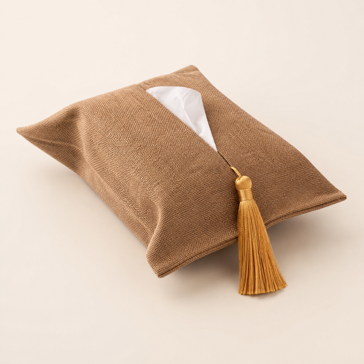 Fabric Tissue Box Cover – Tassel Detail, Living Room Desk Car Organizer, Minimalist Home