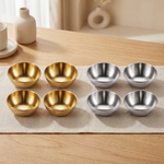 Stainless Steel Dipping Bowls – Set of 4 Gold Finish Condiment Appetizer Bowls