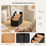 Desktop Storage Box with Bamboo Dividers – Desk Organizer for Remote Pens Cards