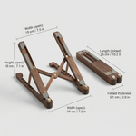 Walnut Wood Foldable Laptop Stand – 8 Level Height Adjustable for 11–17 Inch Laptops