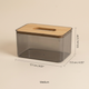 Tissue Holder with Bamboo Cover – Modern Minimalist Organizer for Desk Vanity Countertop Storage