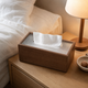 Wooden Tissue Box Cover – Ribbed Glass Top, Desk and Bedside Napkin Holder