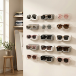 Wall Mounted Sunglasses Holder – Adhesive Eyewear Storage Organizer for Glasses, Entryway Closet Wall