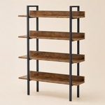 Standing Bookshelf 5 Tier – Industrial Metal Frame, Open Storage Rack for Living Room