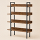 Standing Bookshelf 5 Tier – Industrial Metal Frame, Open Storage Rack for Living Room