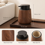 Wood Grain Foam Soap Dispenser – Refillable Pump Bottle for Bathroom Kitchen Decor