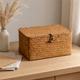 Handwoven Rattan Box with Lid – Natural Desktop Storage Basket Boho Home Organizer