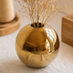 Gold Ceramic Ball Vase – Glossy Sphere Flower Pot for Modern Home Decor and Shelves