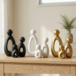 Abstract Family Figurine Set – Modern Minimalist Sculpture Home Decor Living Room Shelf Accent