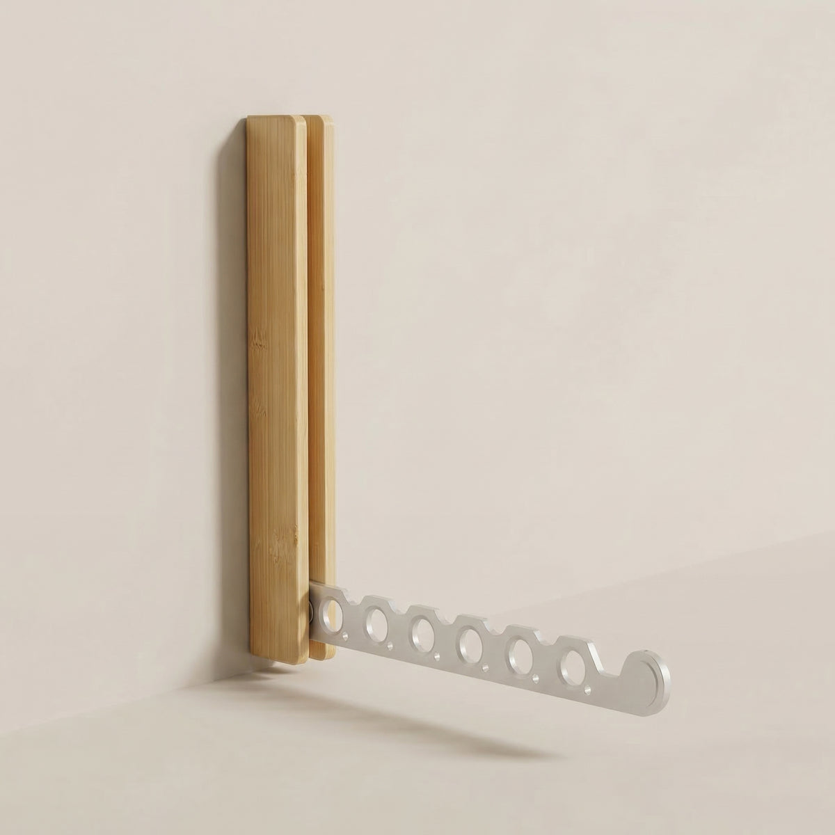 Wall Mounted Clothes Drying Rack – Collapsible Wood Hanger Organizer for Laundry Room Bedroom