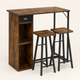 3-Piece Bar Table Set with Storage – Small Space Dining, Industrial Kitchen Breakfast Nook with 2 Stools