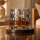 Crystal Tumbler Whiskey Glass – Textured Spinning Base, Cocktail, Bourbon, Bar Decor