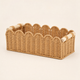 Woven Storage Basket with Wood Handles – Scallop Edge Organizer for Bathroom Desk