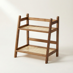 Bamboo Countertop Organizer – 2 Tier Rattan Shelf for Kitchen, Coffee Bar & Bathroom Counter Storage