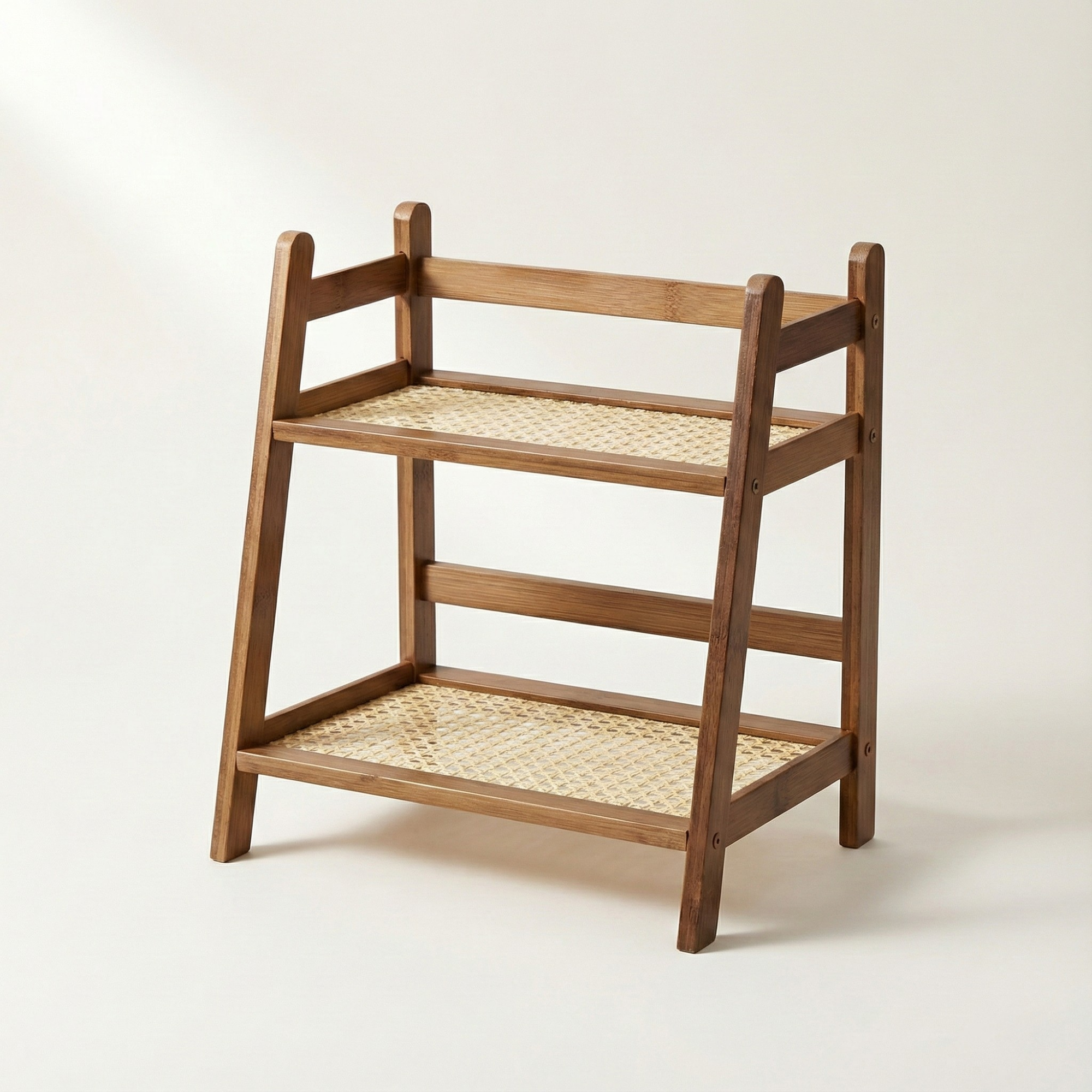 Bamboo Countertop Organizer – 2 Tier Rattan Shelf for Kitchen, Coffee Bar & Bathroom Counter Storage