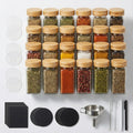 Glass Spice Jar Set with Wooden Bamboo & Rosewood Lids – 120ml with Labels, Kitchen Organisation