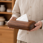 Walnut Wood Tissue Box Cover – Removable Lid, Minimalist Tabletop Decor for Home