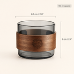 Glass Tea Cup with Walnut Wood Sleeve – Borosilicate Heat Resistant Coffee Mug