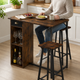 3-Piece Bar Table Set with Storage – Small Space Dining, Industrial Kitchen Breakfast Nook with 2 Stools