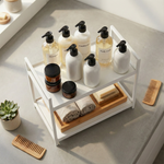 2 Tier Countertop Organizer Rack – Steel Storage Shelf for Bathroom, Kitchen Spices & Toiletries