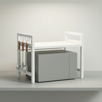 Microwave Shelf Organizer – Adjustable Height Iron Rack with 6 Hooks, Kitchen Counter Storage