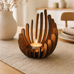 Wooden Lotus Candle Holder – Hand-Assembled Tealight Centerpiece for Table Home Decor