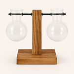 Glass Bulb Vase with Wood Stand – Hydroponic Propagation Planter Desk Decor