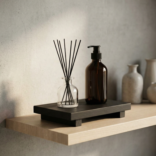 Wooden Pedestal Tray Stand – Minimalist Countertop Riser for Vanity & Bathroom Decor