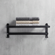 Towel Rack Wall Mount – Foldable Double Bar Aluminum with Shelf and Hooks for Bathroom