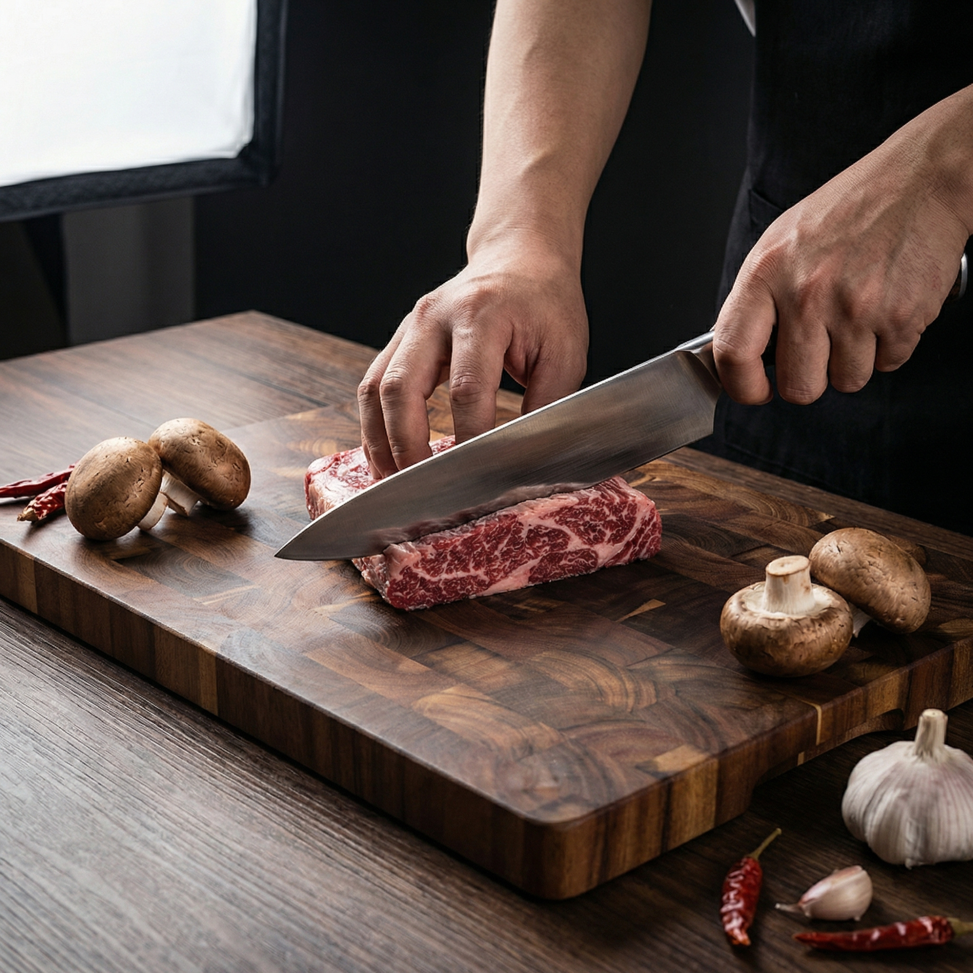 Double-Sided Acacia Wood Cutting Board - Professional Cooking Prep Board with End-Grain Style Look