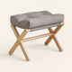 Cushioned Folding Footstool – Solid Wood X-Frame Entryway Bench Sofa Foot Rest
