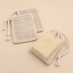 Cotton Soap Saver Bag – Set of 3 Mesh Drawstring Pouch for Lather Exfoliation Shower Bath