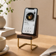 Wooden Chair Phone Stand – Walnut Brass Desk Organizer, Minimalist Office Ornament
