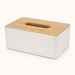 Bamboo Lid Tissue Box – Minimalist Desk Organizer for Living Room or Bathroom
