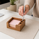 Wooden Sticky Note Holder with Pen Slots – Compact Desk Organizer for Home Office