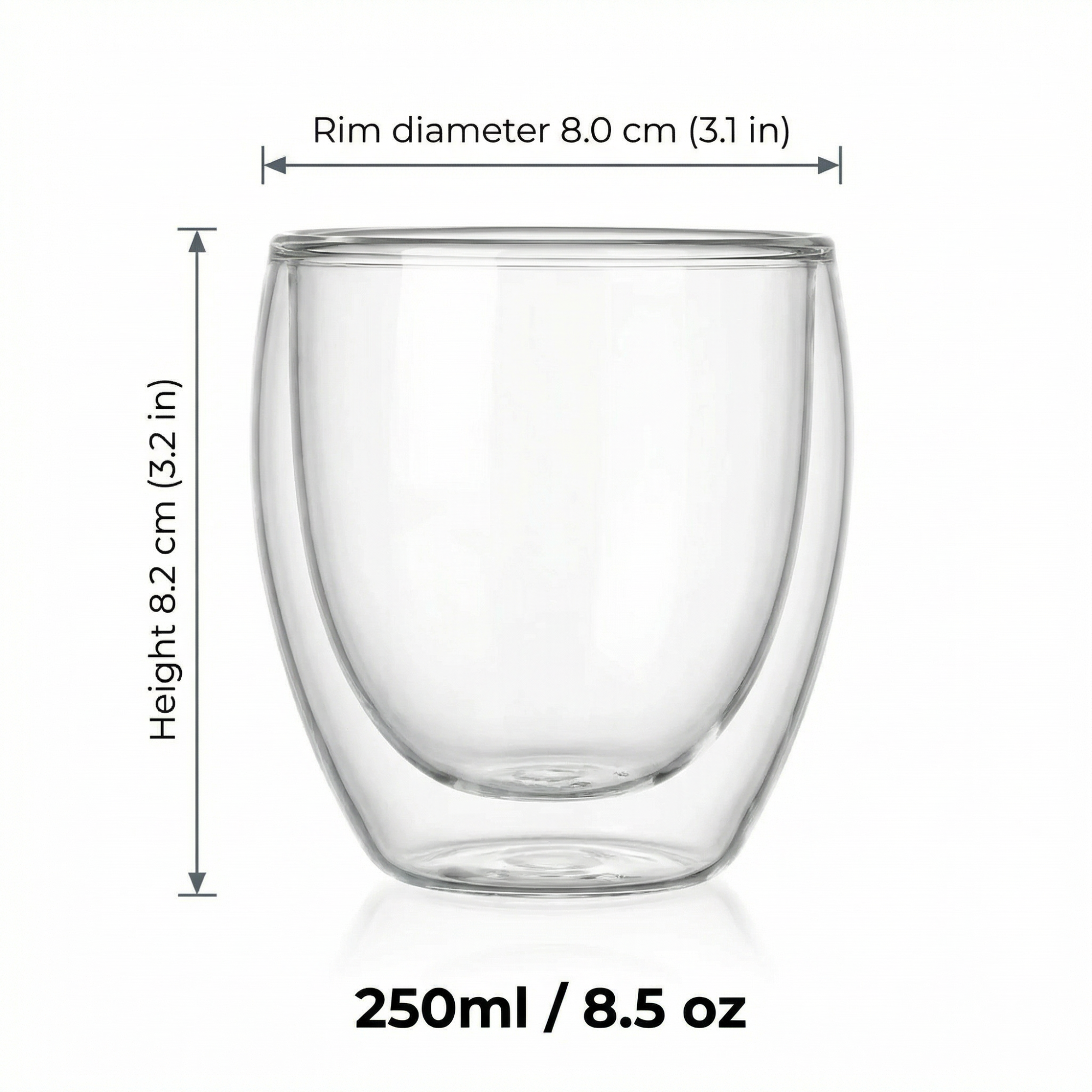 Double Wall Glass Coffee Mug – Heat Resistant Borosilicate Cup for Hot and Cold Drinks