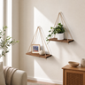 Étagère murale suspendue en bois et corde – Étagères flottantes en pin pour plantes, décoration intérieure