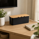 Cable Management Box with Bamboo Lid – Cord Organizer for Desk Power Strip and TV Wires