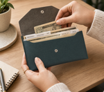 Slim Cash Envelope Wallet – PU Leather Snap Pouch Budget Organizer Women Purse