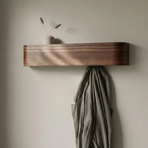 Floating Wall Coat Rack with Hidden Hooks & Shelf – Wall-Mounted Coat Organizer for functional decor