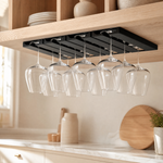 Under Cabinet Wine Glass Holder – No Drill Stemware Rack for Kitchen Bar