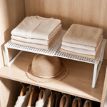 Expandable Closet Shelf – Adjustable Stackable Cabinet Organizer Wardrobe Divider